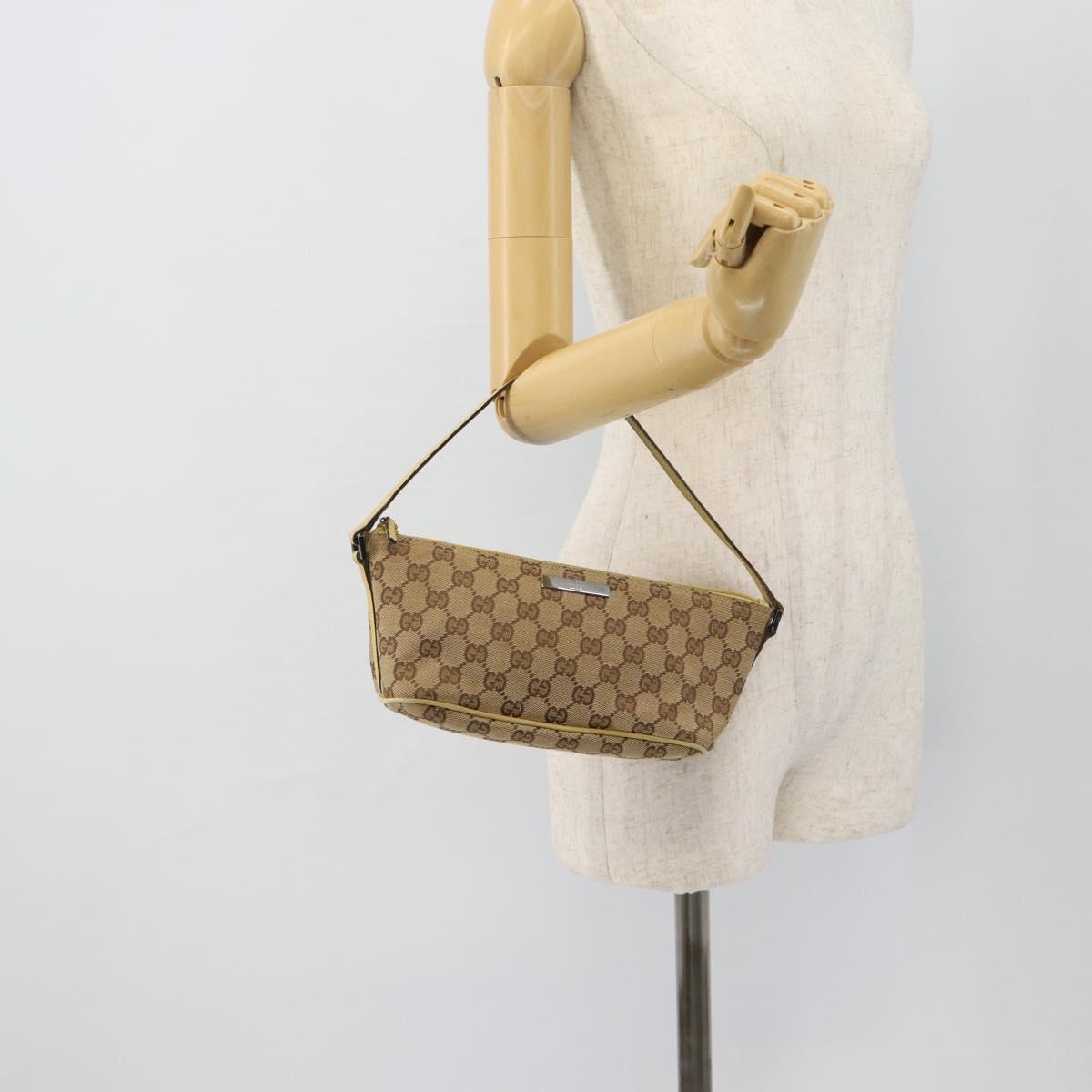 GUCCI GG Canvas Accessory Pouch Beige 07198 Auth 181316A