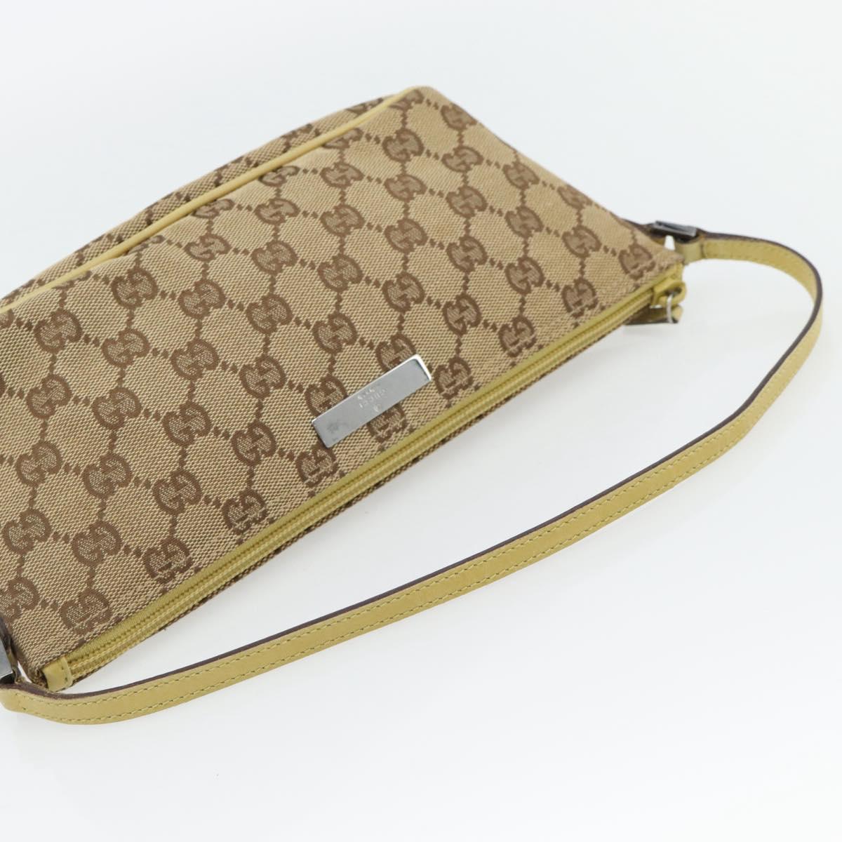 GUCCI GG Canvas Accessory Pouch Beige 07198 Auth 181316A