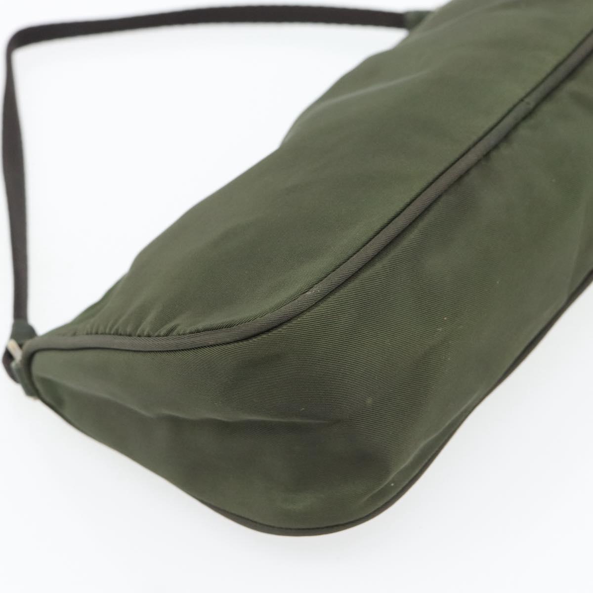 PRADA Accessory Pouch Nylon Green Gold Auth 181325A