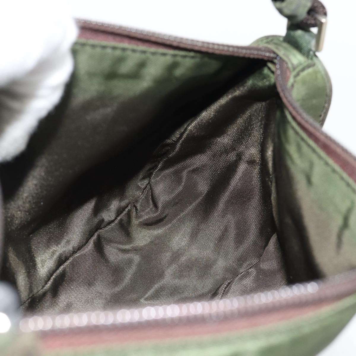 PRADA Accessory Pouch Nylon Green Gold Auth 181325A