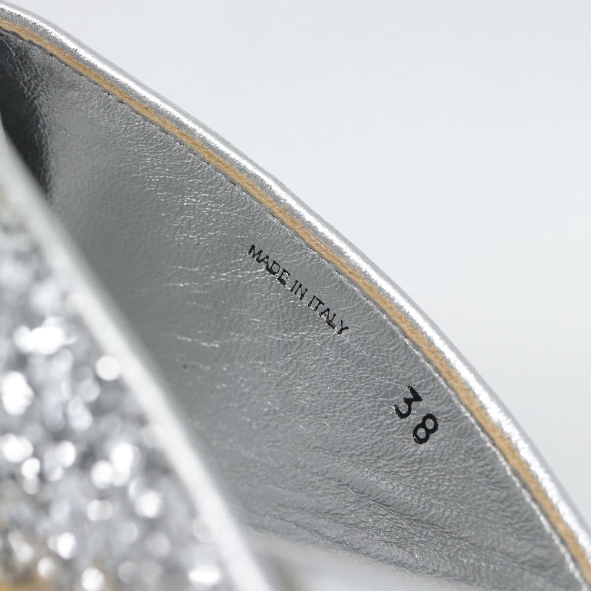 Miu Miu Glitter Sandals Raffia Silver Auth 181327A