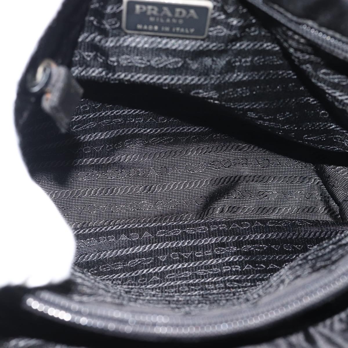 PRADA Hand Bag Nylon Black Silver Auth 181329