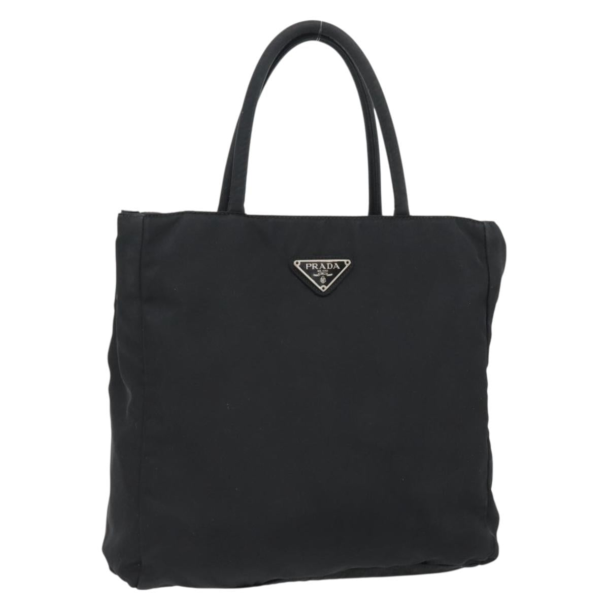 PRADA Hand Bag Nylon Black Silver Auth 181329