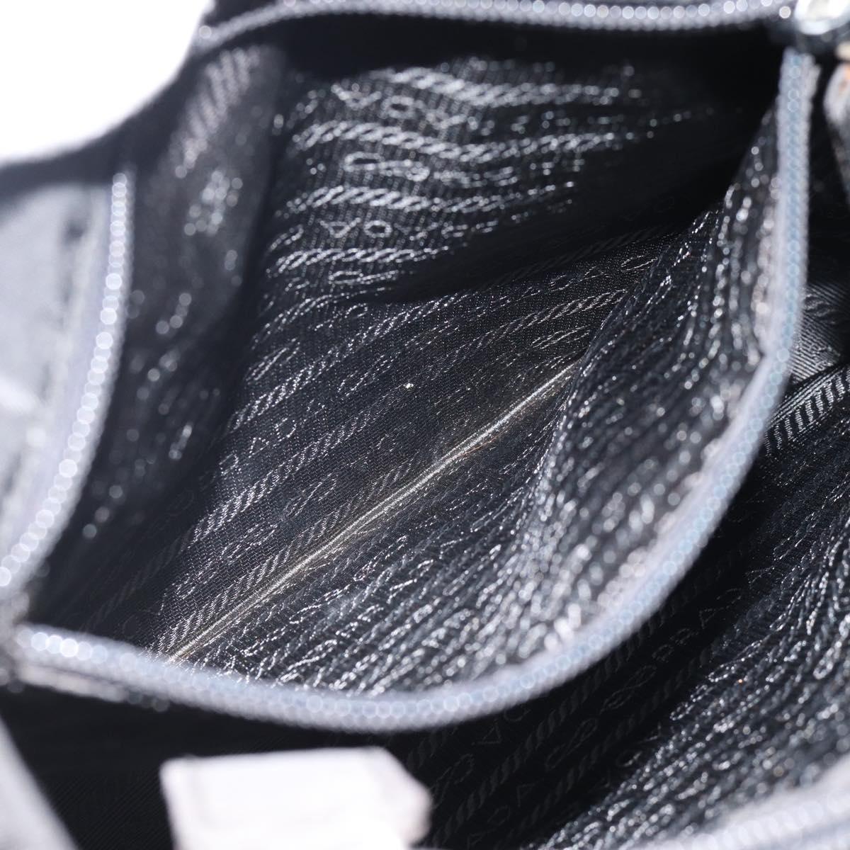 PRADA Hand Bag Nylon Black Silver Auth 181329