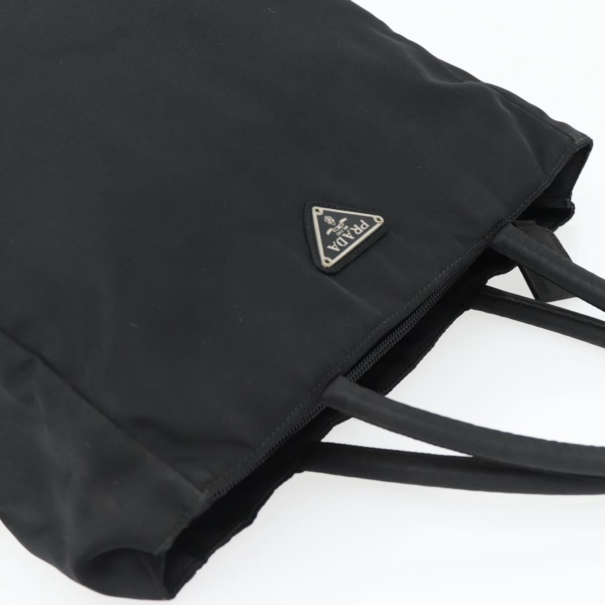 PRADA Hand Bag Nylon Black Silver Auth 181329