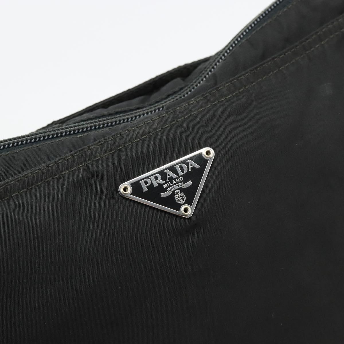 PRADA Shoulder Bag Nylon Black Silver Auth 181330