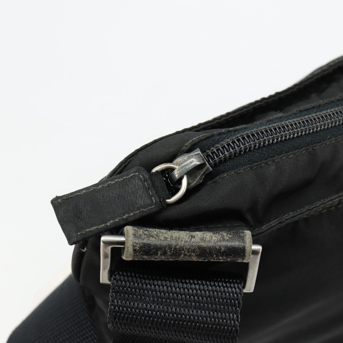 PRADA Shoulder Bag Nylon Black Silver Auth 181330