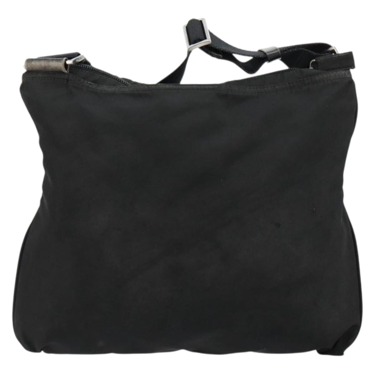 PRADA Shoulder Bag Nylon Black Silver Auth 181330