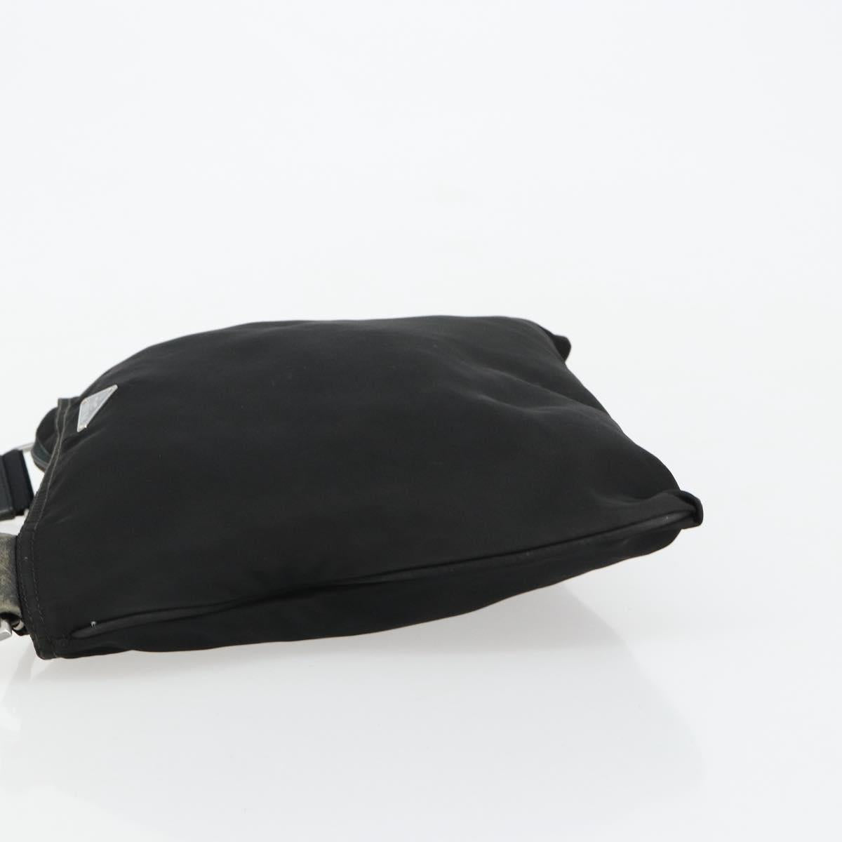 PRADA Shoulder Bag Nylon Black Silver Auth 181330