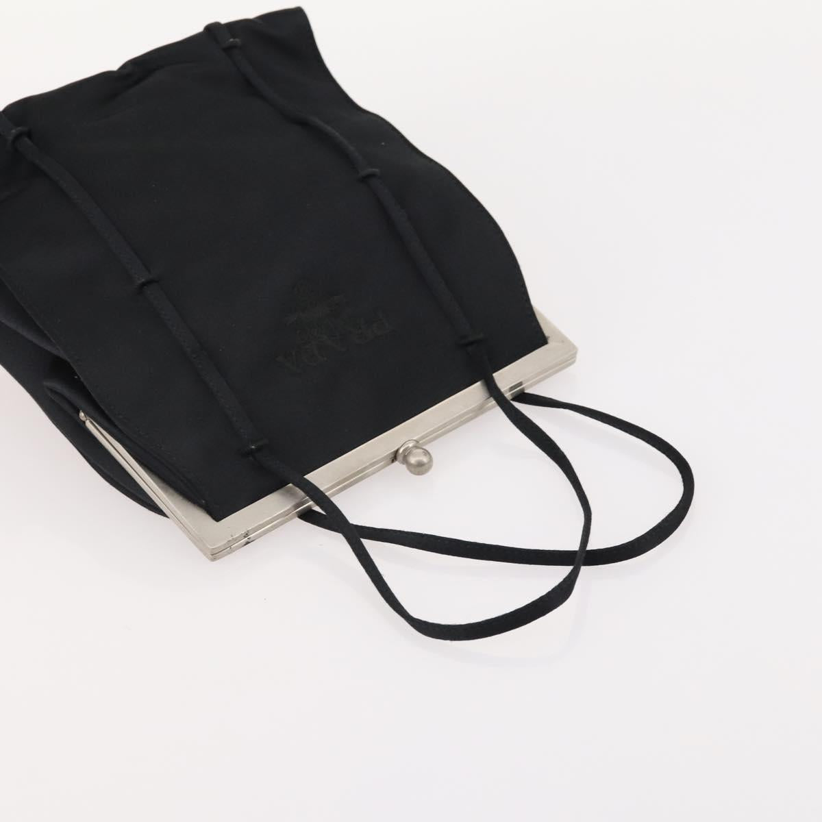 PRADA Shoulder Bag Nylon Suede 2 Set Black Silver Auth 181335