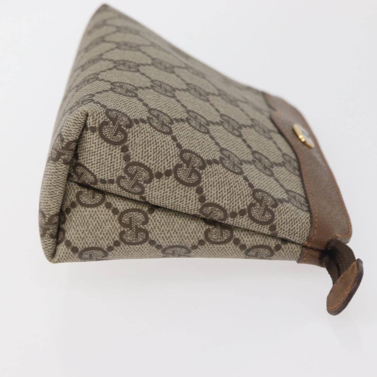 GUCCI GG Supreme Pouch PVC 2 Set Beige Gold Auth 181337
