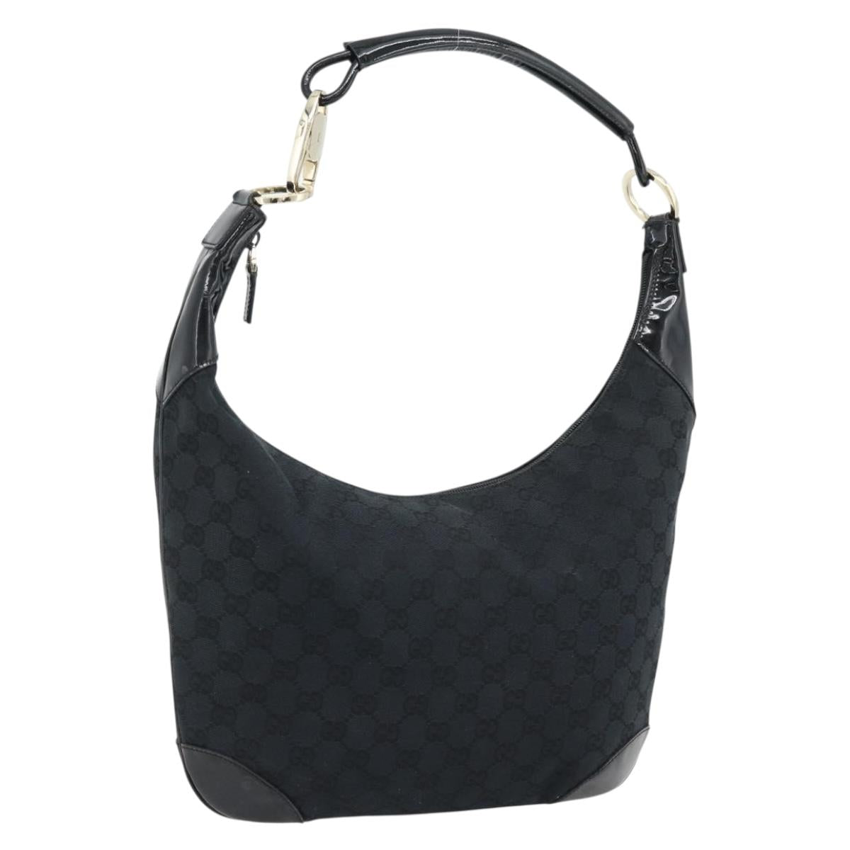 GUCCI GG Canvas Shoulder Bag Black Gold 001 4157 Auth 181346