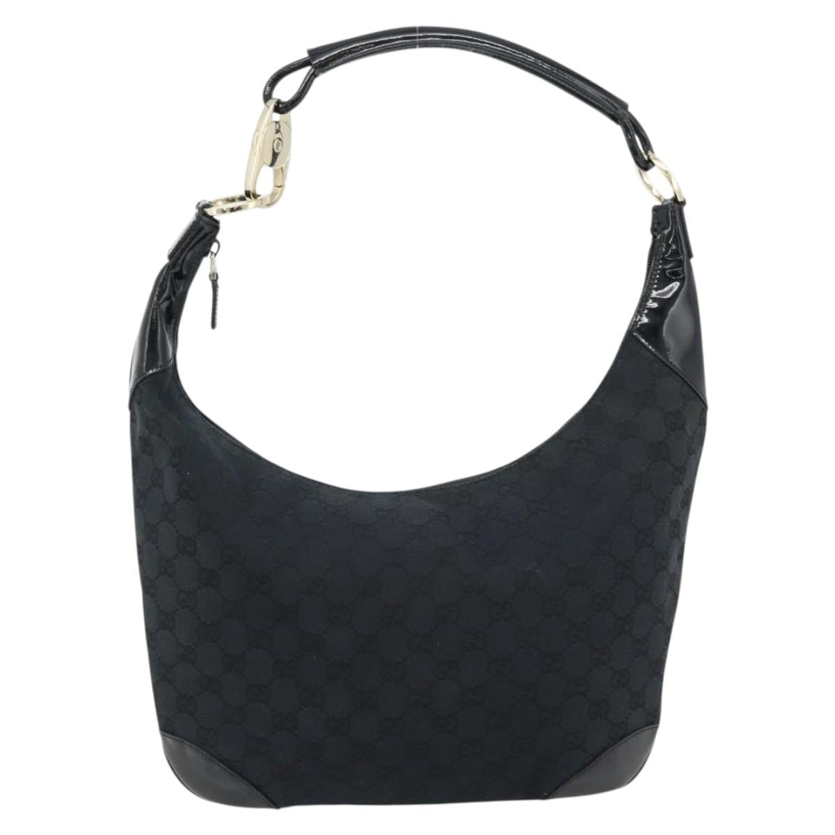 GUCCI GG Canvas Shoulder Bag Black Gold 001 4157 Auth 181346