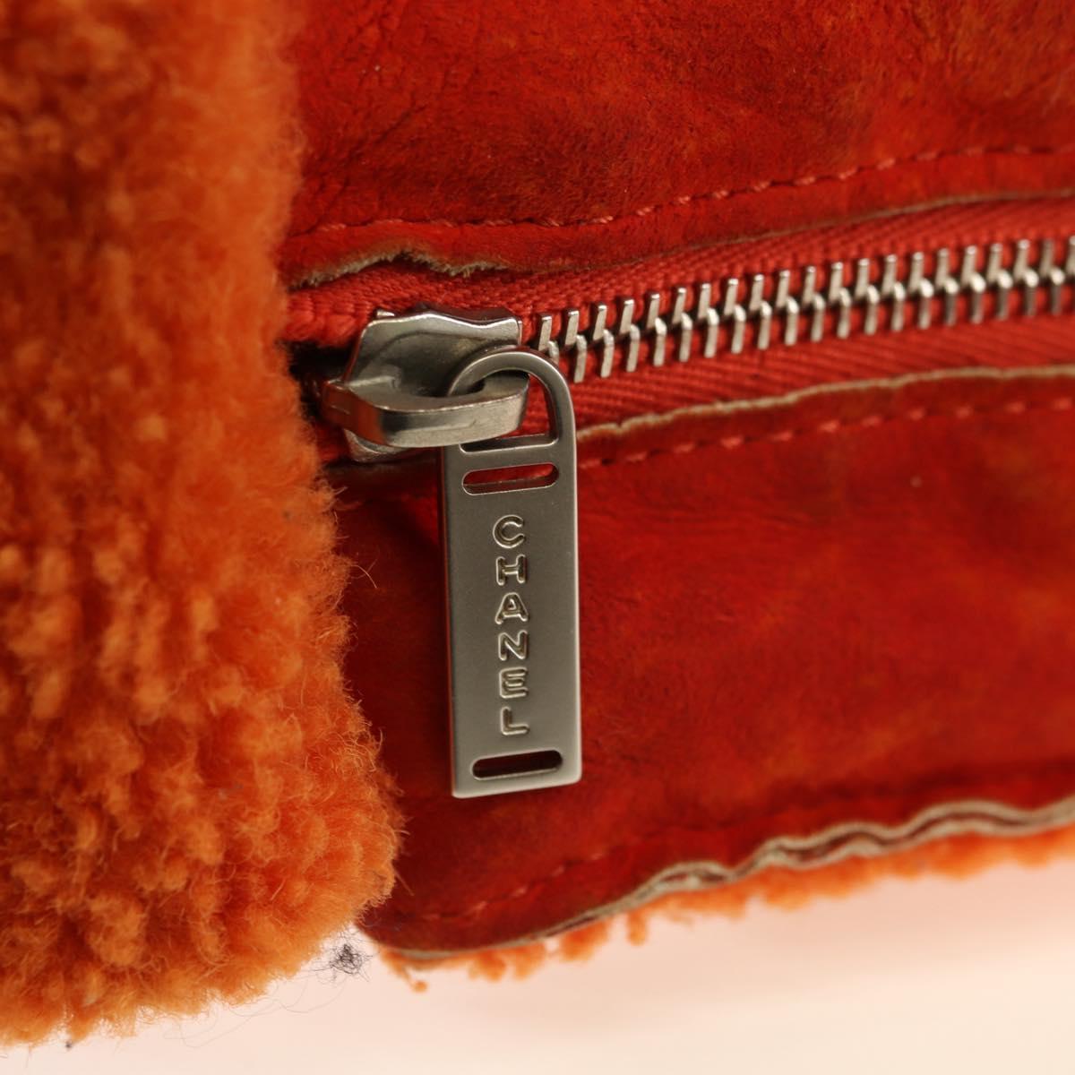 CHANEL Shoulder Bag Mouton Orange Silver CC Auth 181353V
