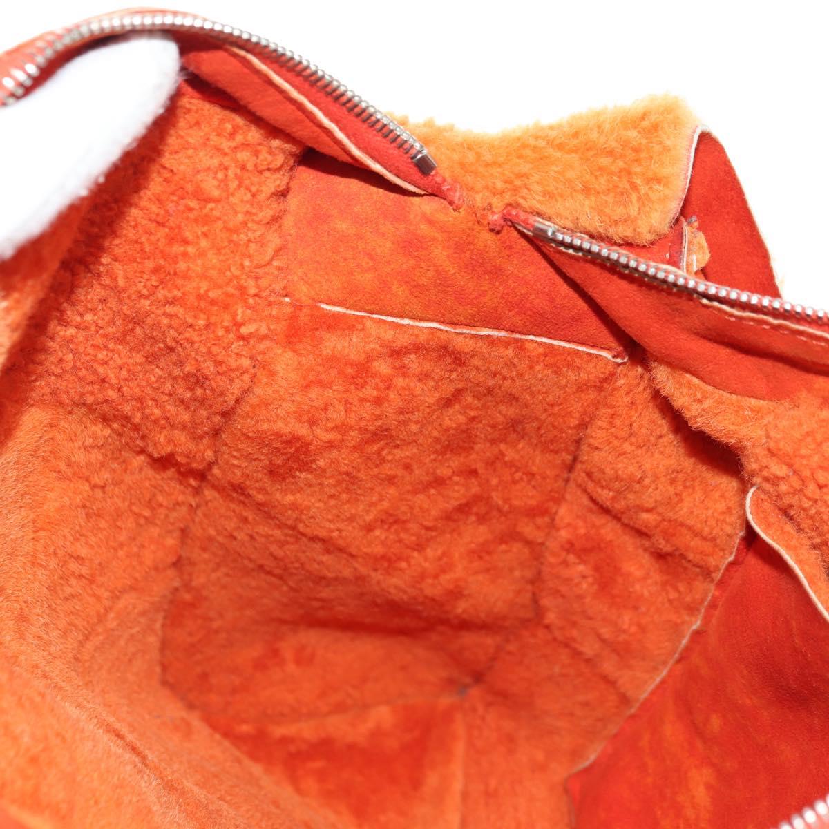 CHANEL Shoulder Bag Mouton Orange Silver CC Auth 181353V