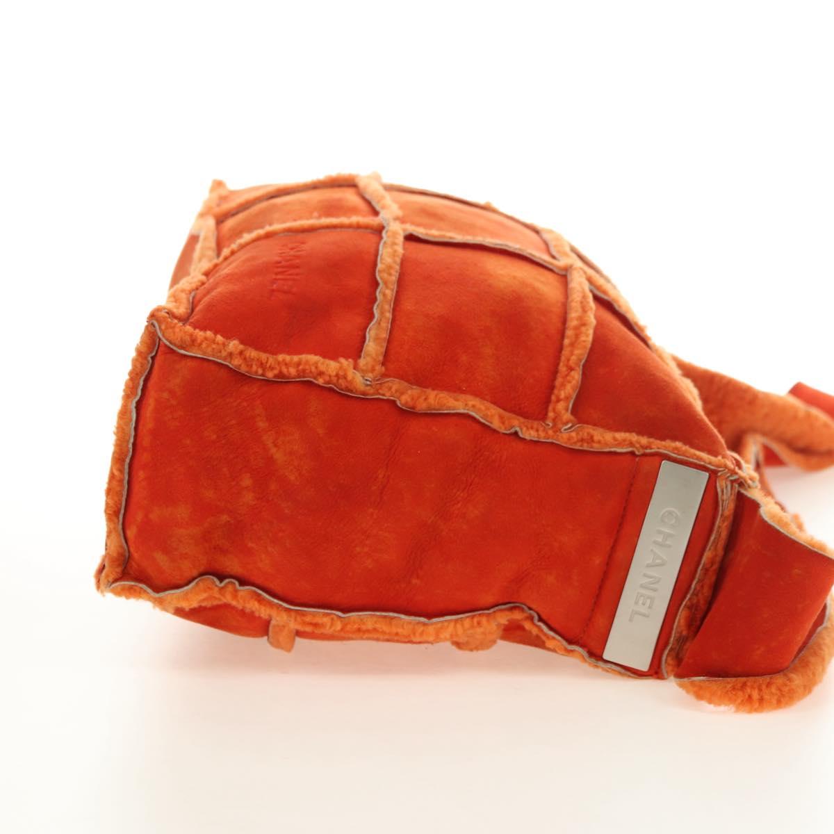 CHANEL Shoulder Bag Mouton Orange Silver CC Auth 181353V