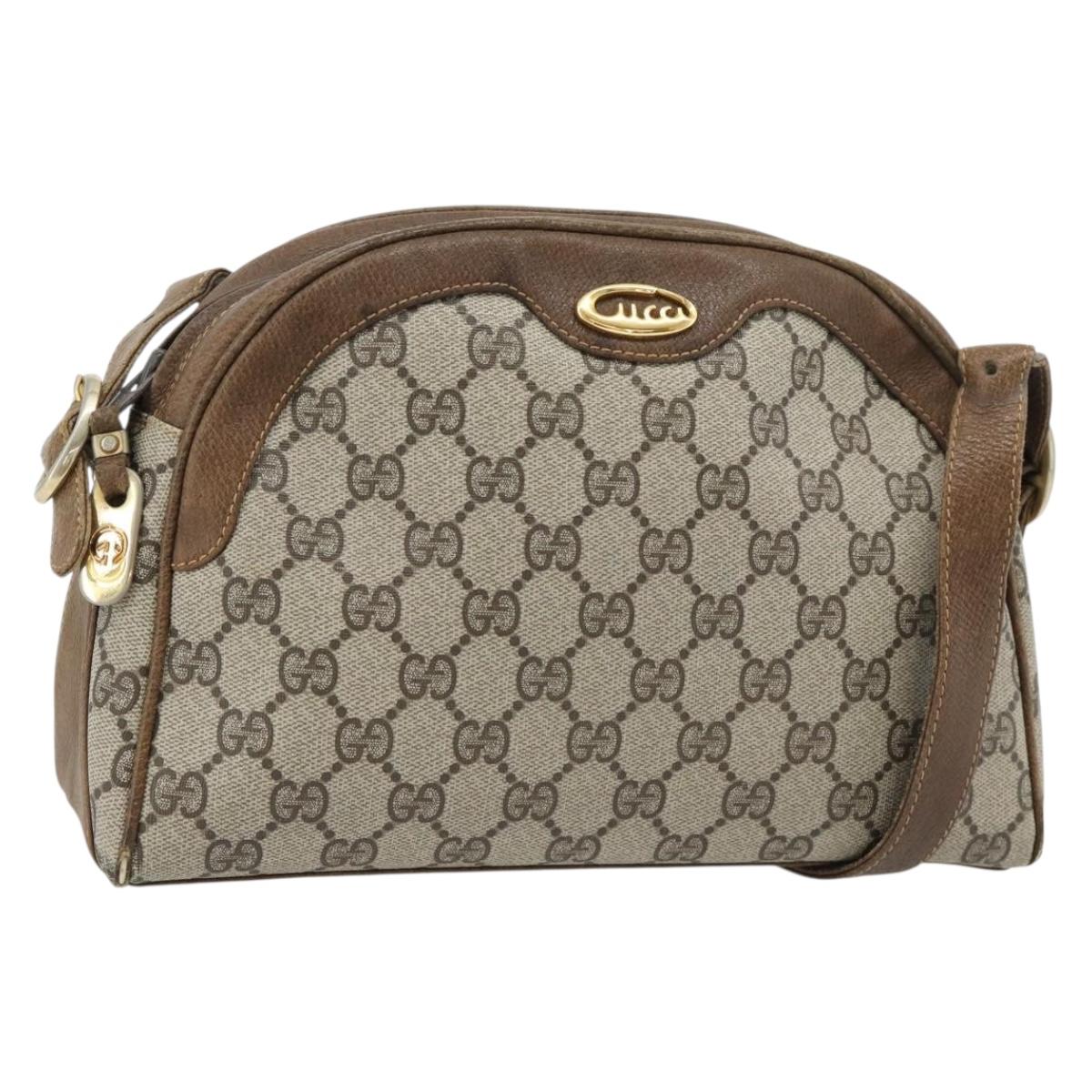 GUCCI GG Supreme Shoulder Bag PVC Beige Gold 001 256 1095 Auth 181355