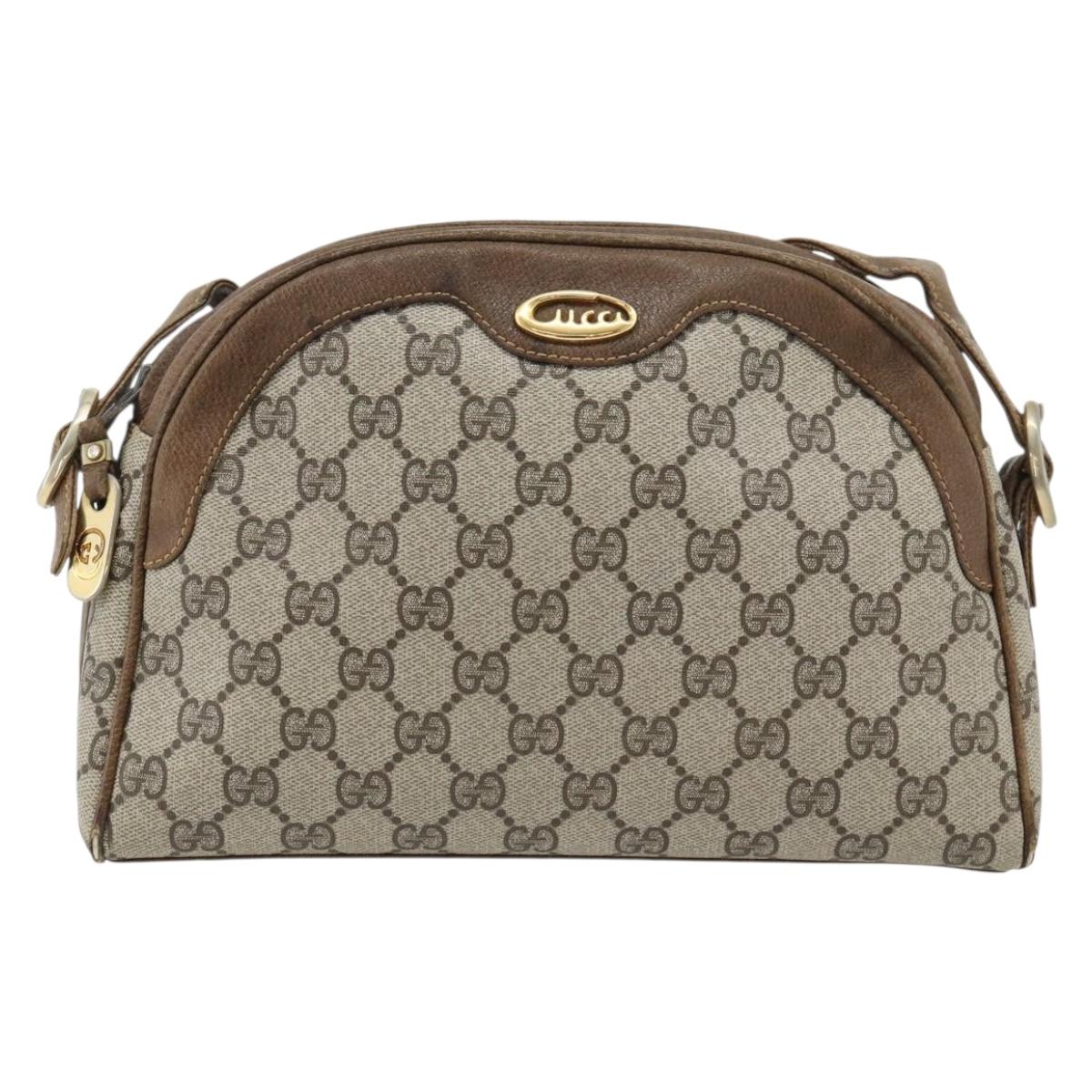 GUCCI GG Supreme Shoulder Bag PVC Beige Gold 001 256 1095 Auth 181355