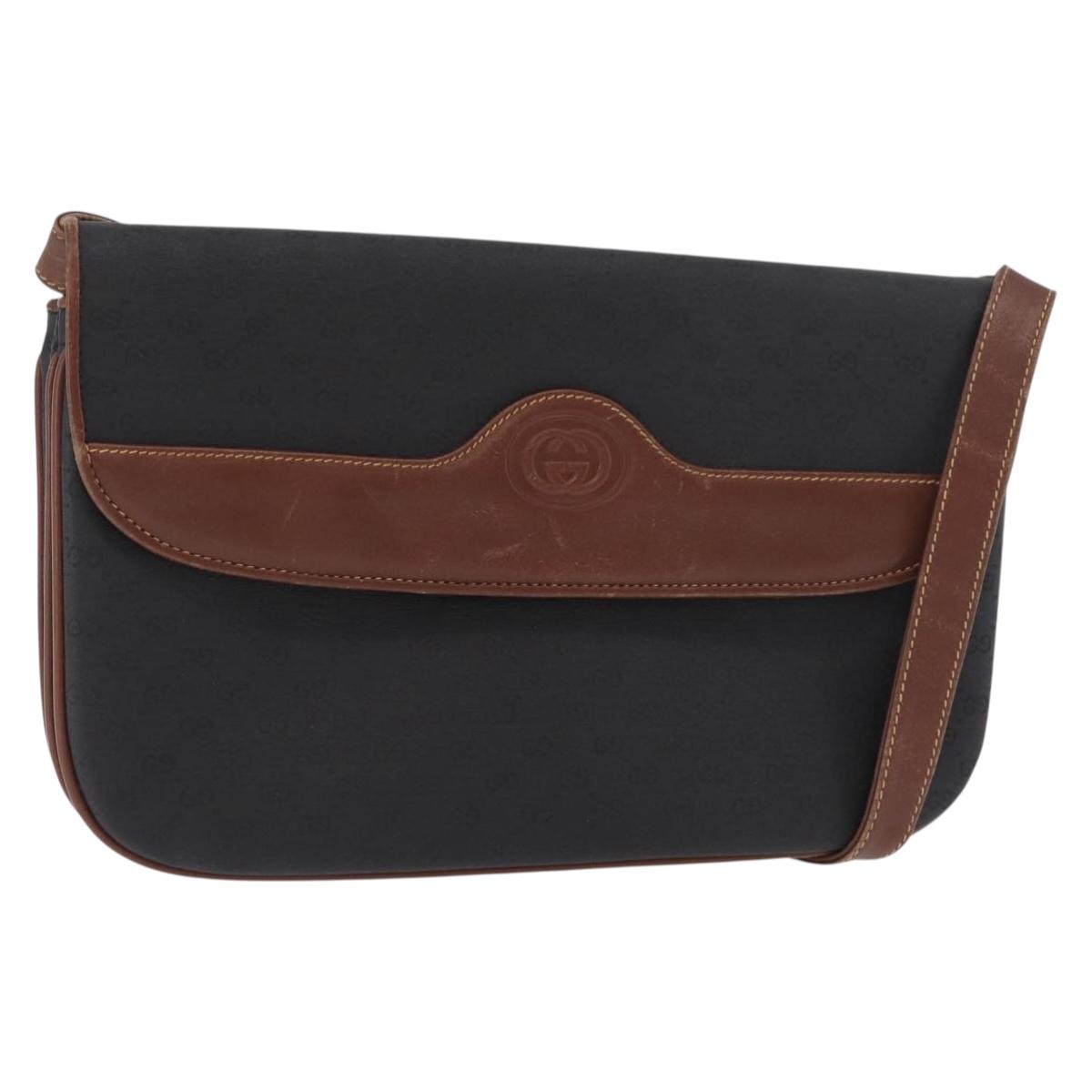 GUCCI Micro GG Supreme Shoulder Bag PVC Black Gold 004 104 0024 Auth 181357