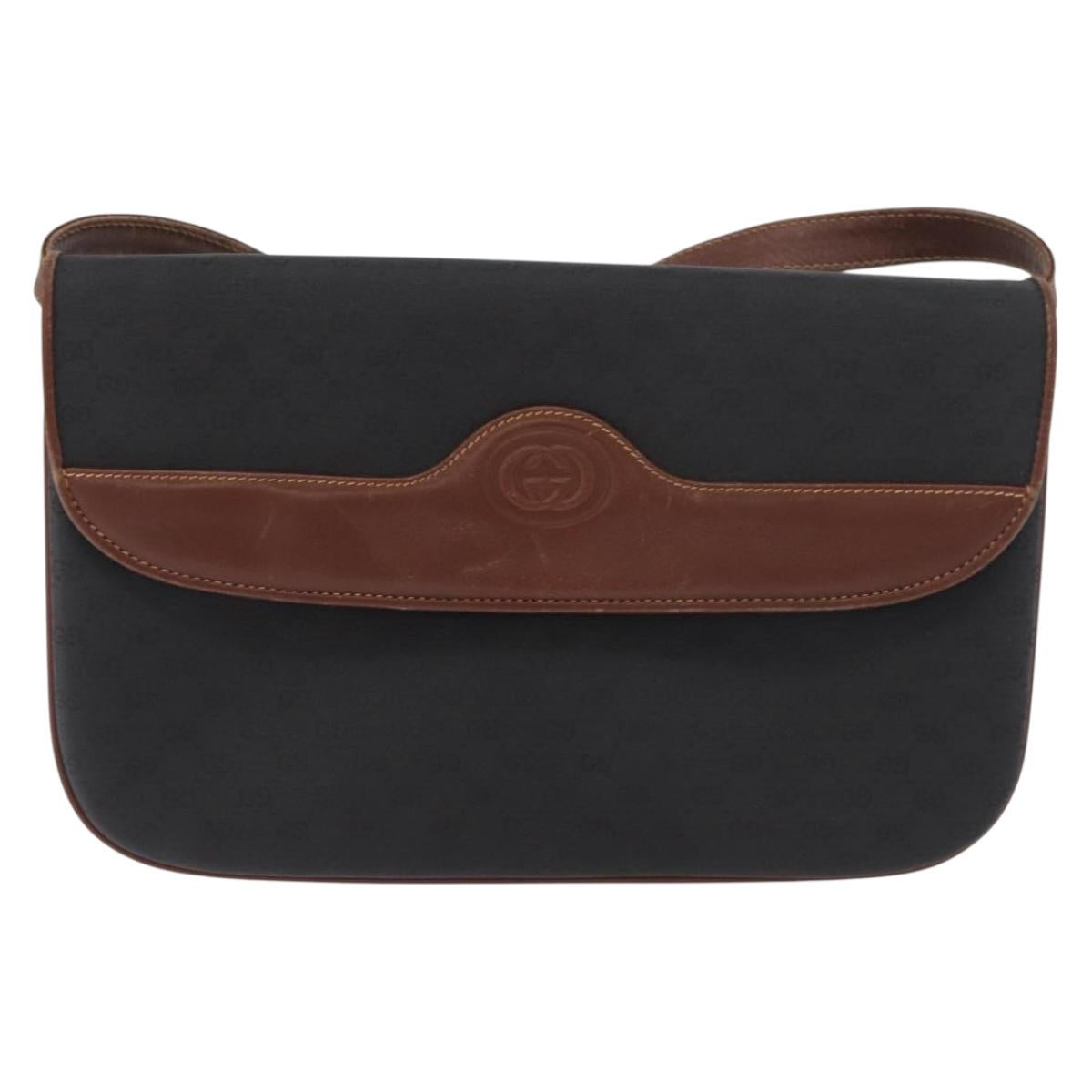 GUCCI Micro GG Supreme Shoulder Bag PVC Black Gold 004 104 0024 Auth 181357
