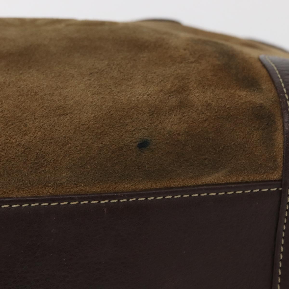 LOEWE Amazona 32 Hand Bag Suede Brown Gold Auth 181358
