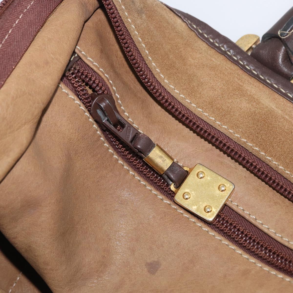 LOEWE Amazona 32 Hand Bag Suede Brown Gold Auth 181358