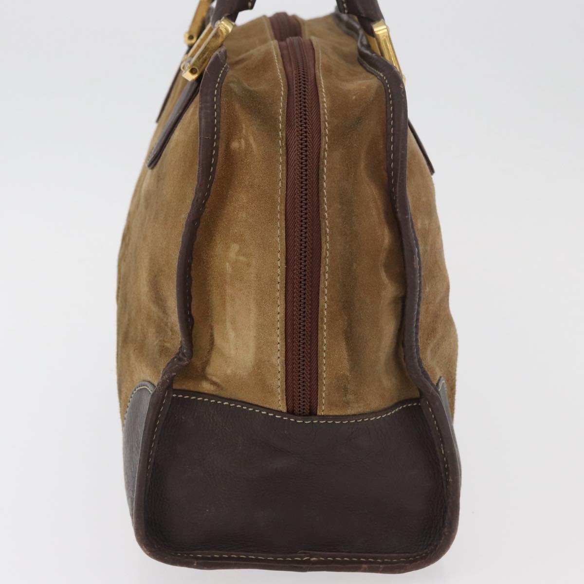 LOEWE Amazona 32 Hand Bag Suede Brown Gold Auth 181358