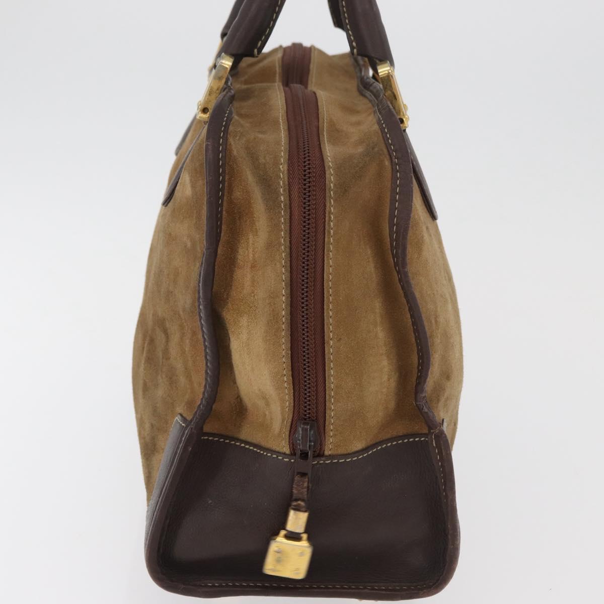 LOEWE Amazona 32 Hand Bag Suede Brown Gold Auth 181358
