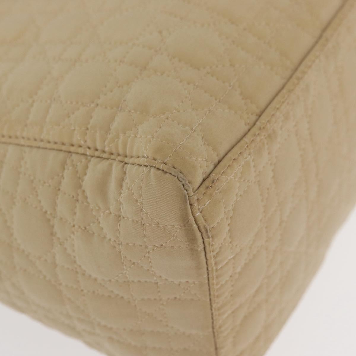 Christian Dior Canage Lady Dior Hand Bag Nylon Beige Gold Auth 181360
