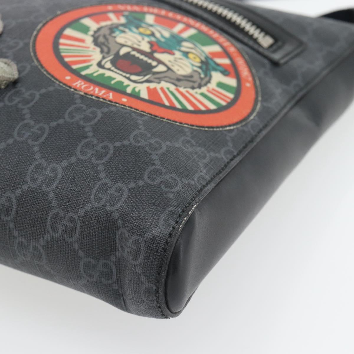 GUCCI GG Supreme Sherry Line Shoulder Bag PVC Black Silver 474137 Auth 181362A