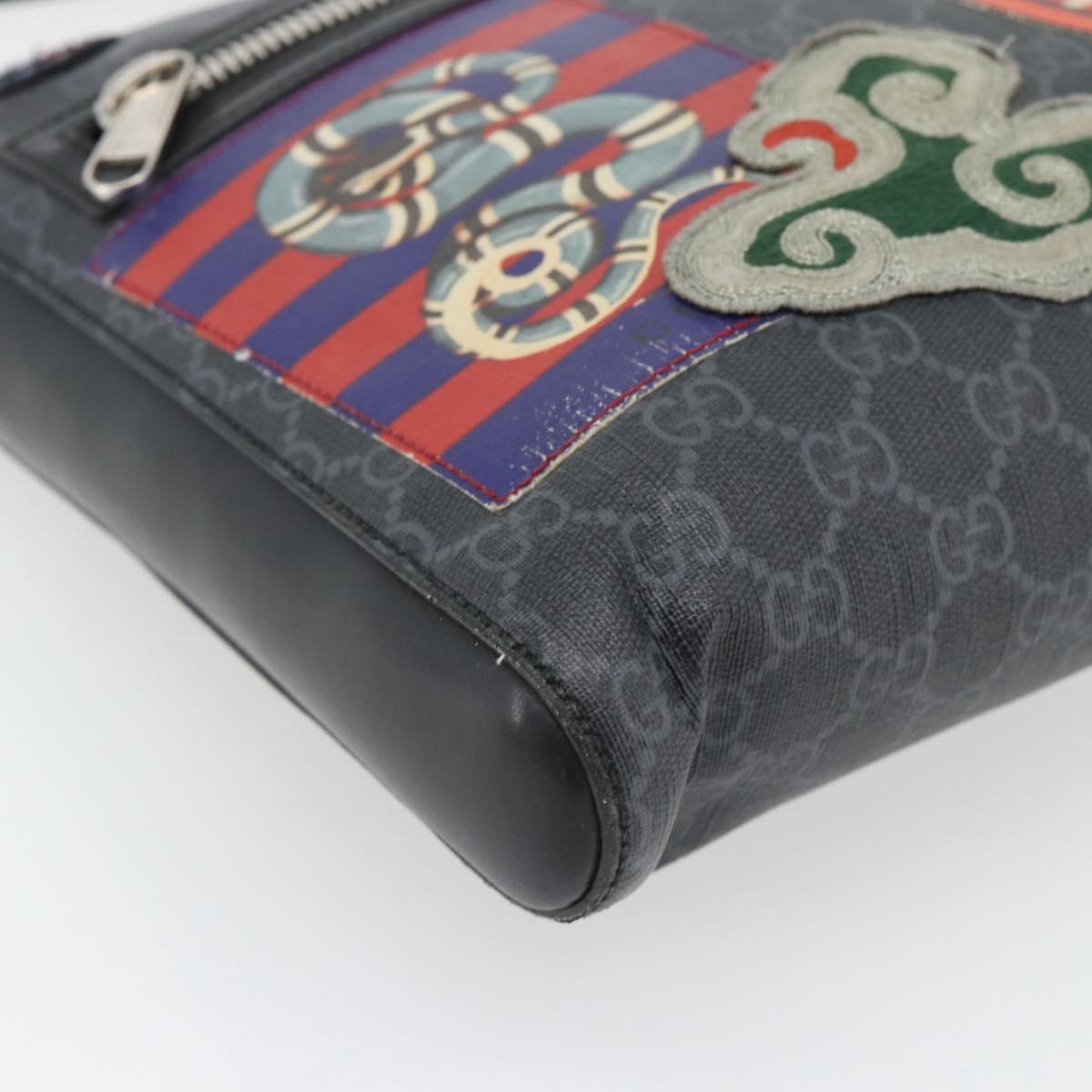 GUCCI GG Supreme Sherry Line Shoulder Bag PVC Black Silver 474137 Auth 181362A