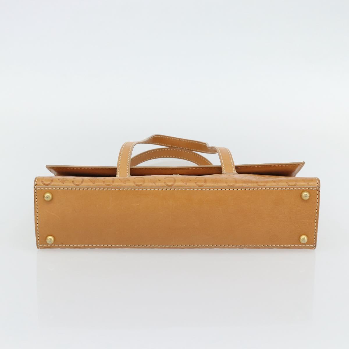 CELINE C Macadam Canvas Hand Bag Leather Beige Gold Auth 181365A
