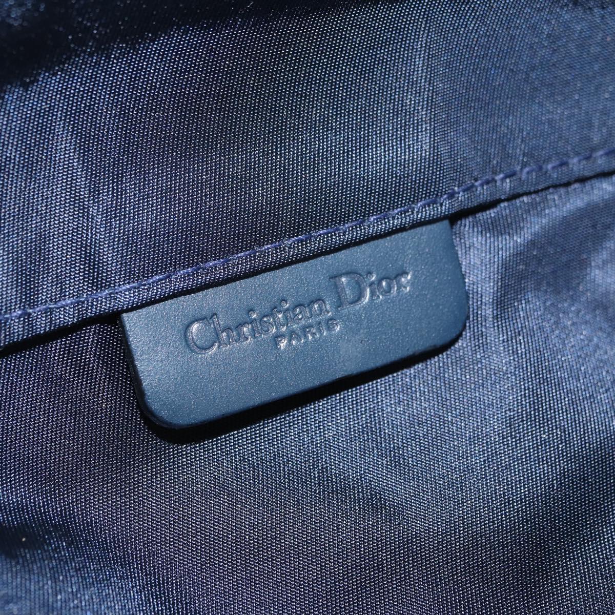 Christian Dior Trotter Canvas Saddle Pouch Navy Gold Auth 181372A