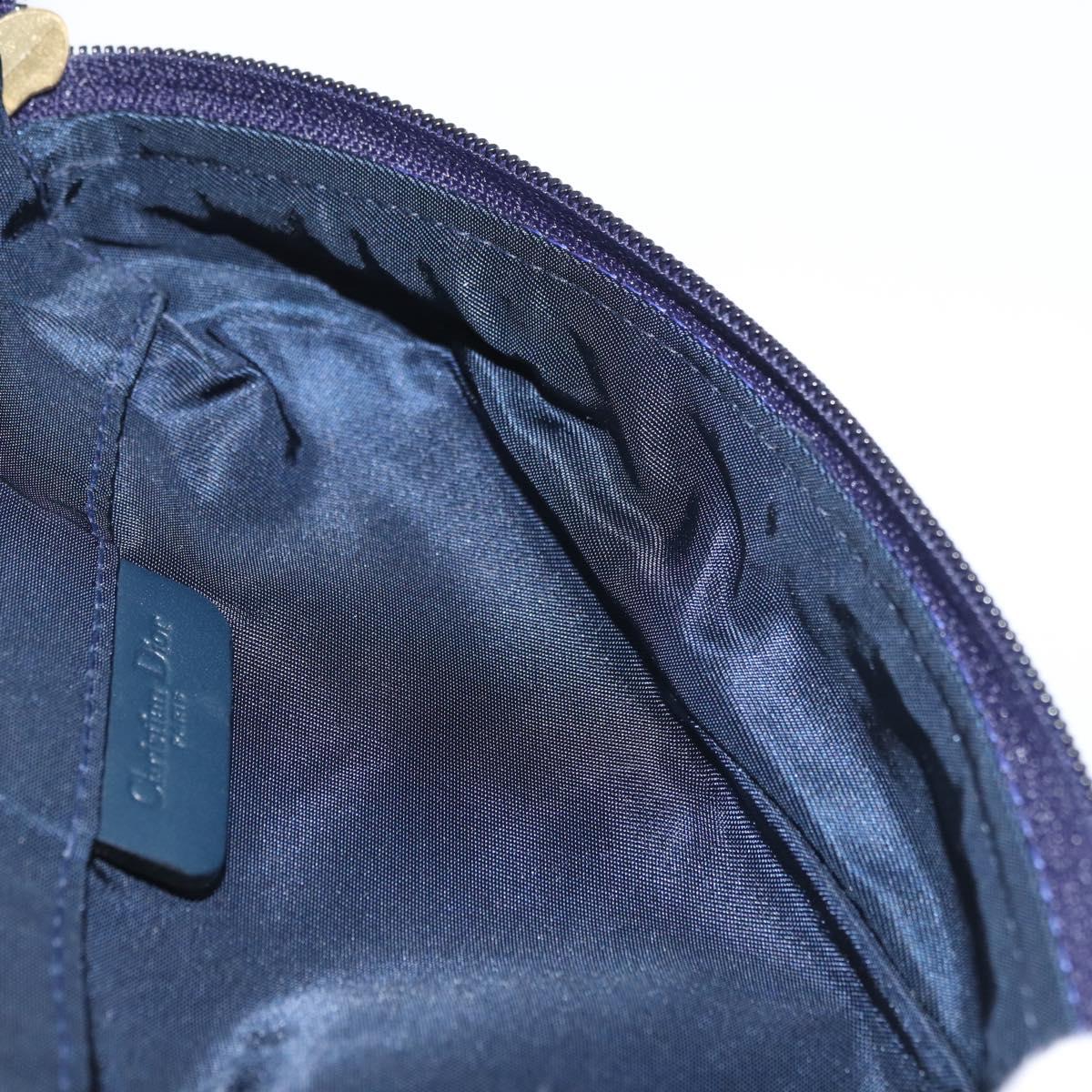 Christian Dior Trotter Canvas Saddle Pouch Navy Gold Auth 181372A