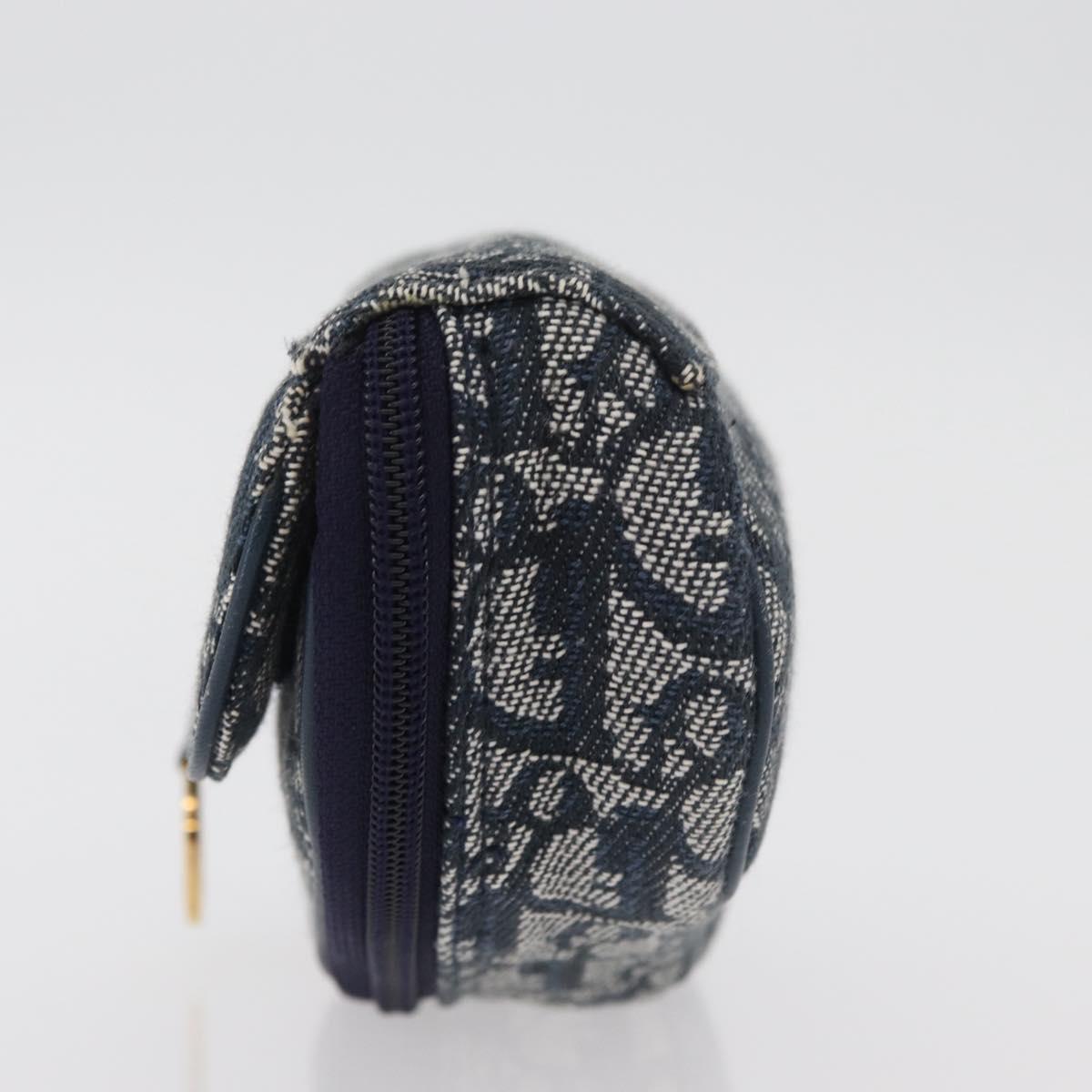 Christian Dior Trotter Canvas Saddle Pouch Navy Gold Auth 181372A