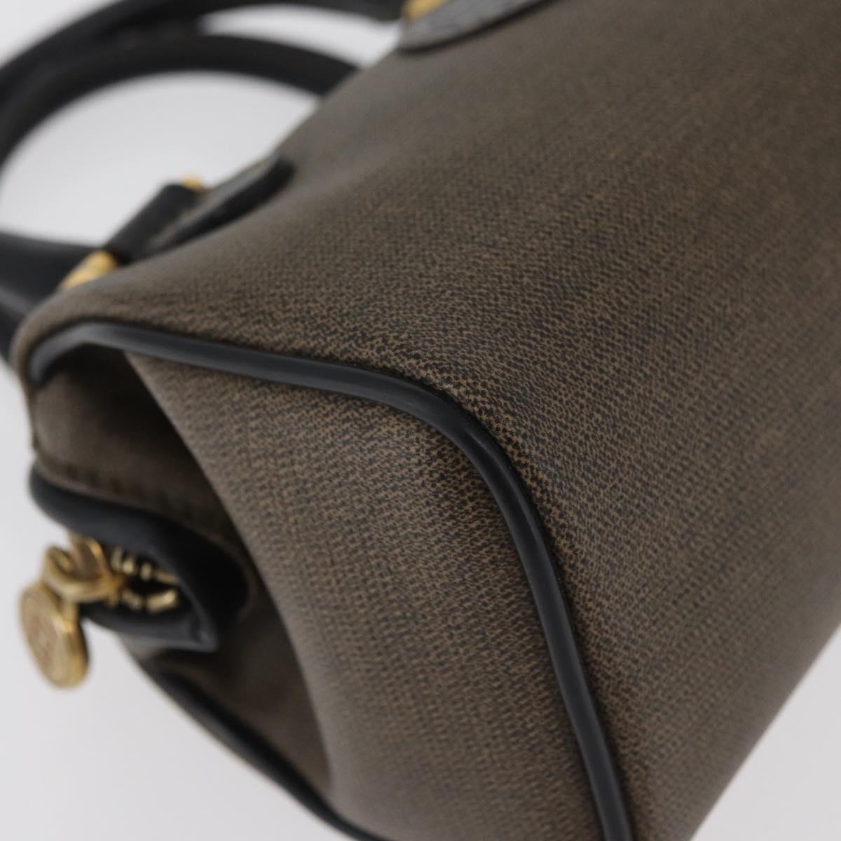 FENDI Mini Boston Bag PVC Canvas Brown Gold Auth 181374A
