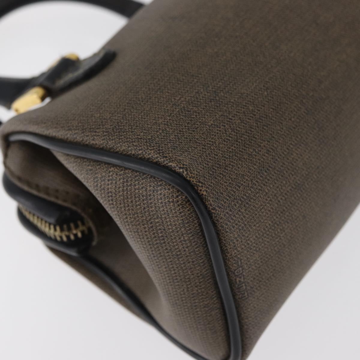 FENDI Mini Boston Bag PVC Canvas Brown Gold Auth 181374A
