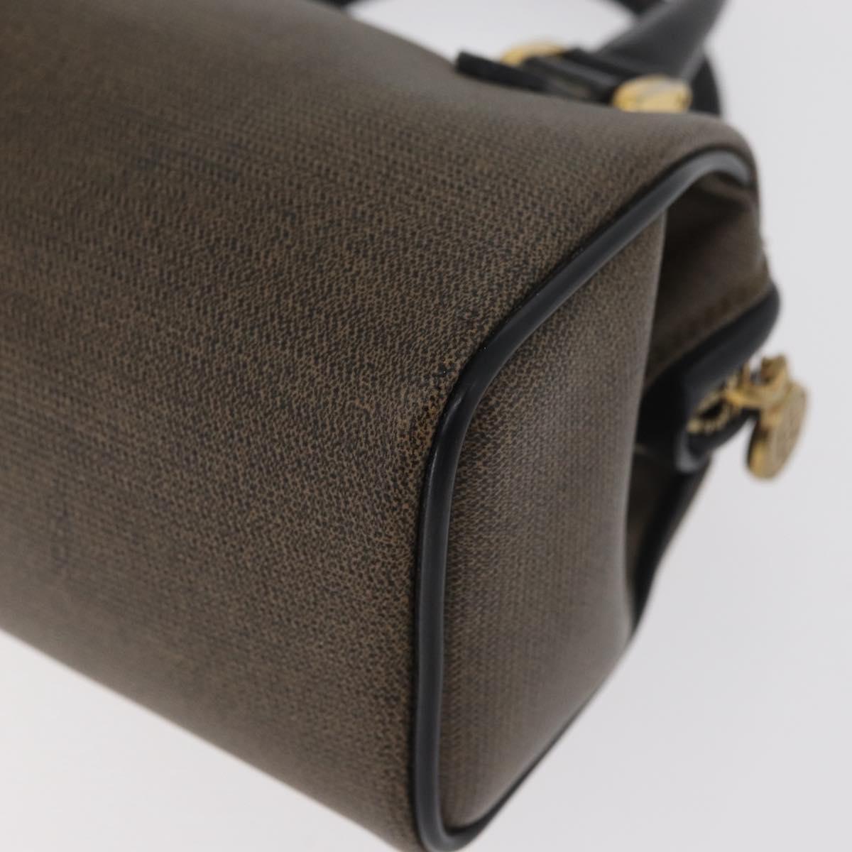 FENDI Mini Boston Bag PVC Canvas Brown Gold Auth 181374A