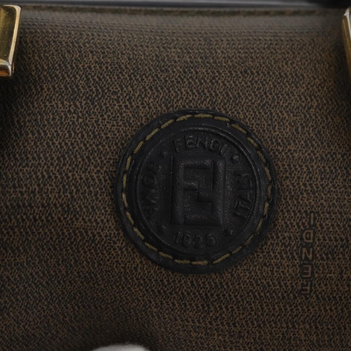 FENDI Mini Boston Bag PVC Canvas Brown Gold Auth 181374A