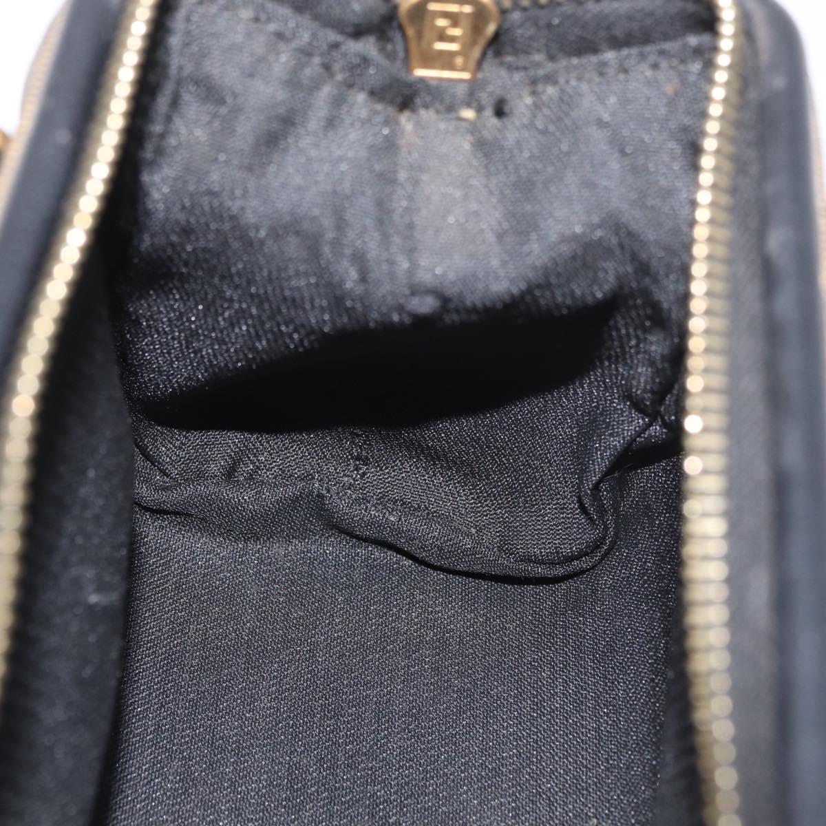 FENDI Mini Boston Bag PVC Canvas Brown Gold Auth 181374A
