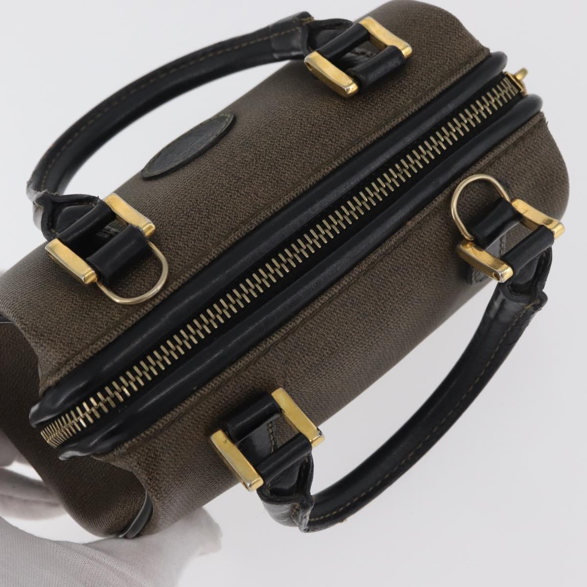 FENDI Mini Boston Bag PVC Canvas Brown Gold Auth 181374A