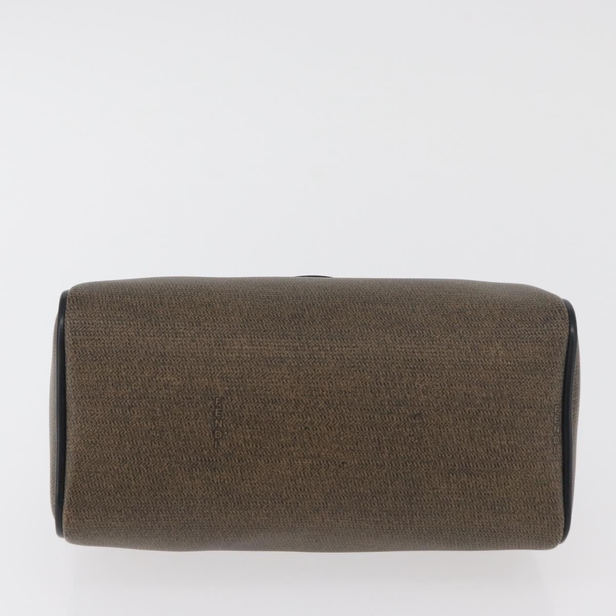 FENDI Mini Boston Bag PVC Canvas Brown Gold Auth 181374A