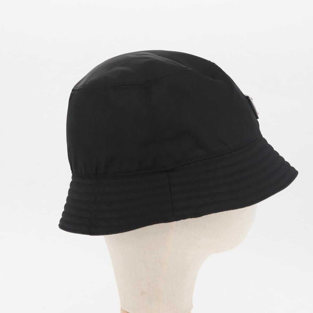 PRADA Hat Nylon M Black Auth 181375M