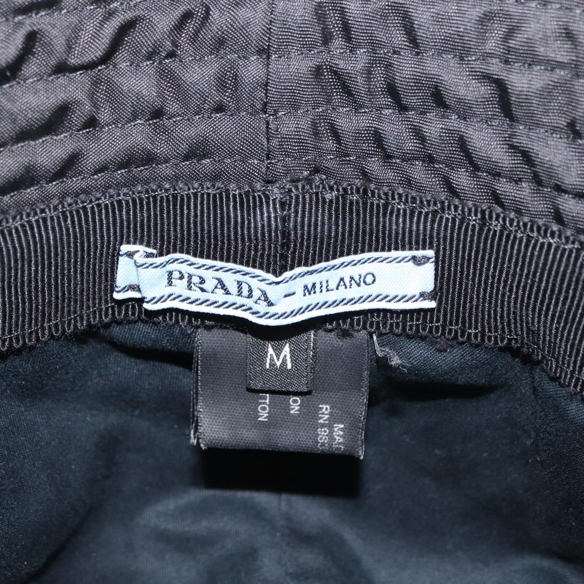 PRADA Hat Nylon M Black Auth 181375M