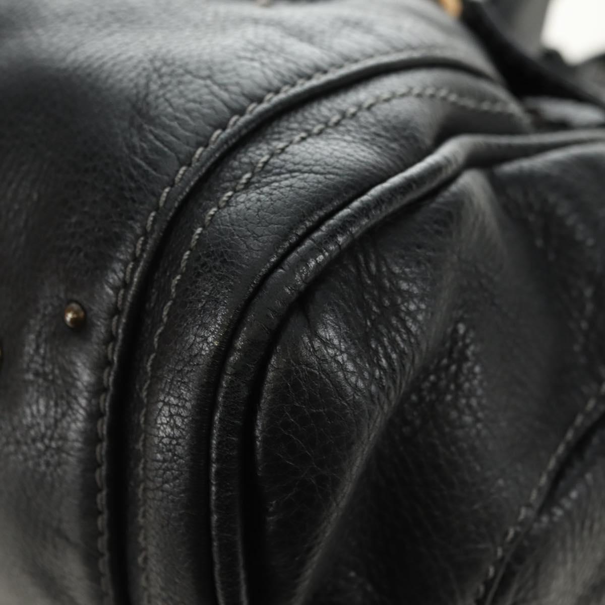 Chloe Paddington Hand Bag Leather Black Gold Silver Auth 181380SAV