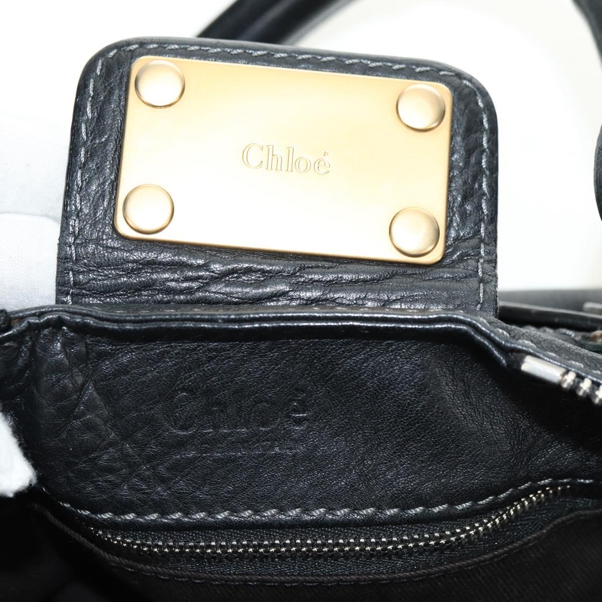 Chloe Paddington Hand Bag Leather Black Gold Silver Auth 181380SAV