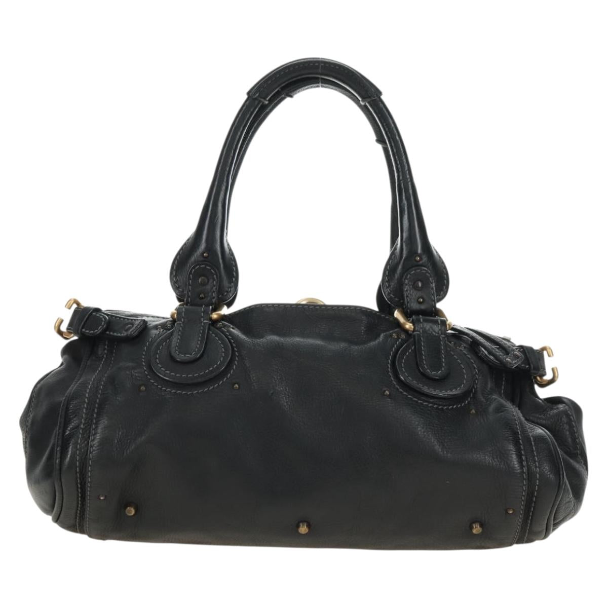 Chloe Paddington Hand Bag Leather Black Gold Silver Auth 181380SAV