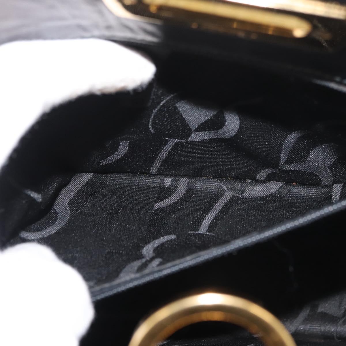 Salvatore Ferragamo Gancini Shoulder Bag Leather Black Gold Auth 181384