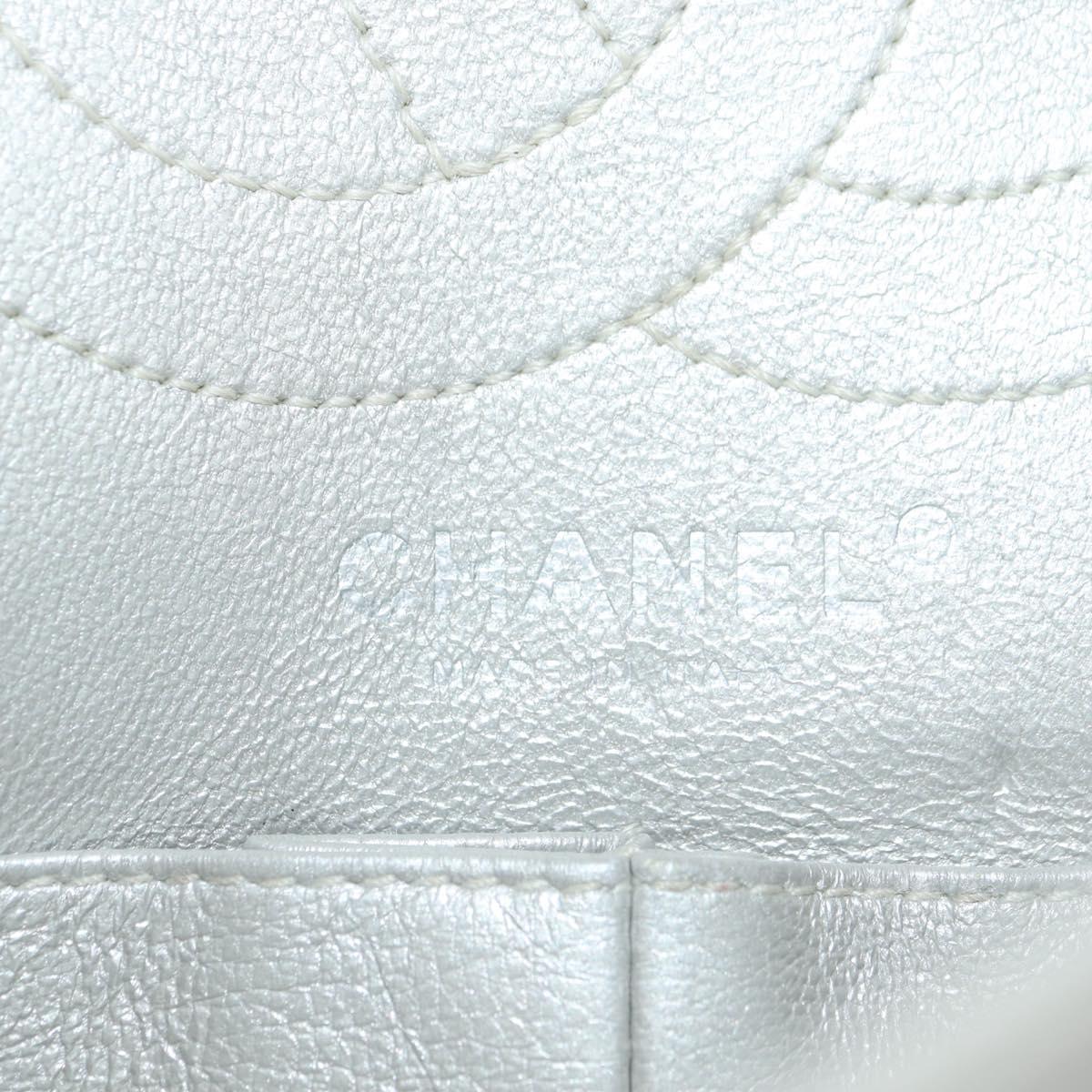CHANEL 2.55 Chain Shoulder Bag Lamb Skin Silver CC Auth 181385SAM