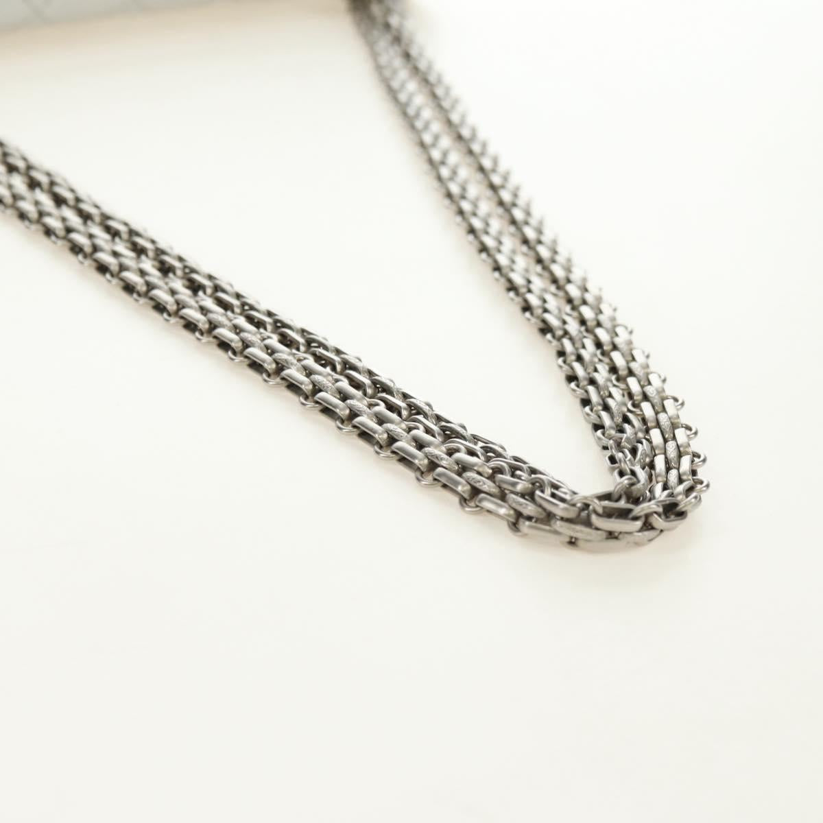 CHANEL 2.55 Chain Shoulder Bag Lamb Skin Silver CC Auth 181385SAM